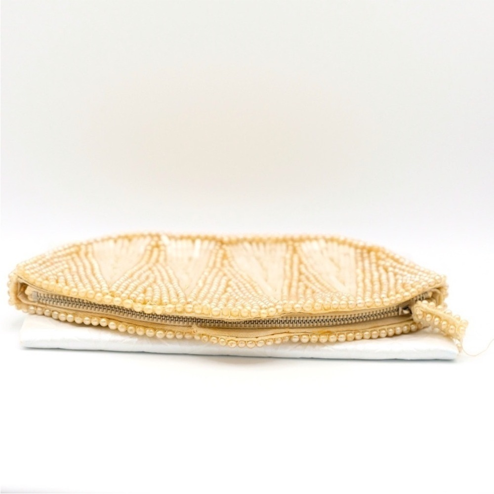 Vintage La Regale Beaded Pearl & Gold Art Deco Evening Clutch Parties & NYE - Picture 5 of 9